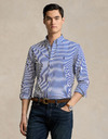 Slim fit gestreept stretch poplin hemd