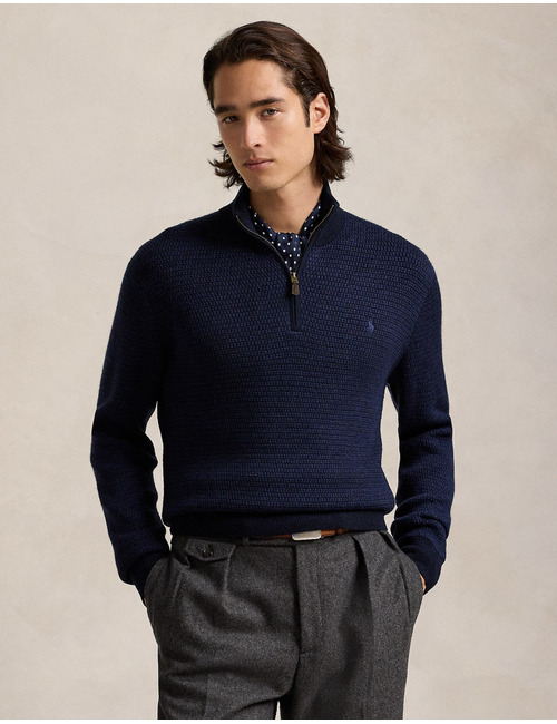WASHABLE WOOL QUARTER-ZIP SWEATER