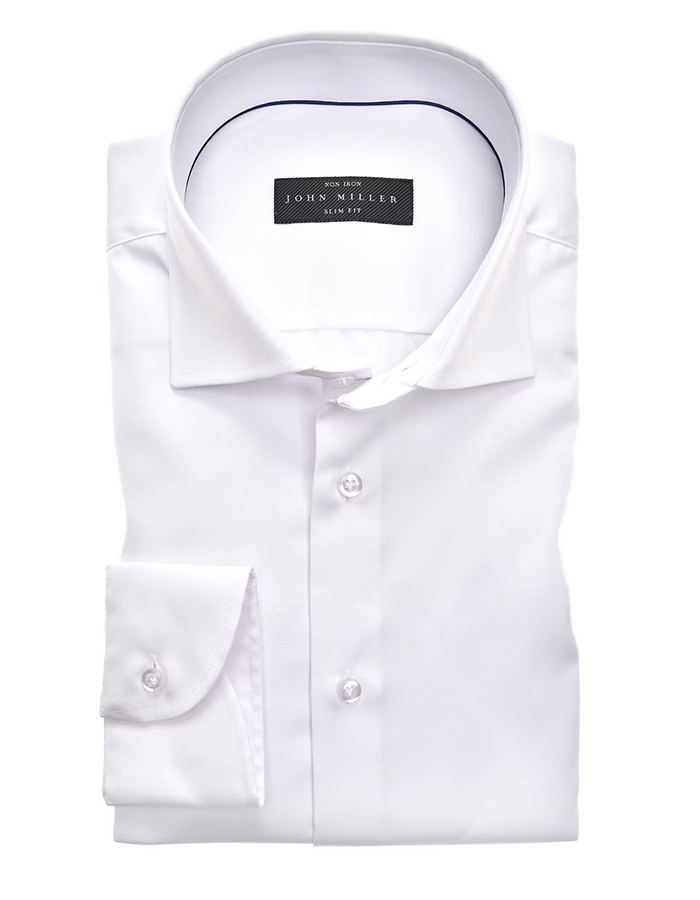 Wit strijkvrij slim fit overhemd