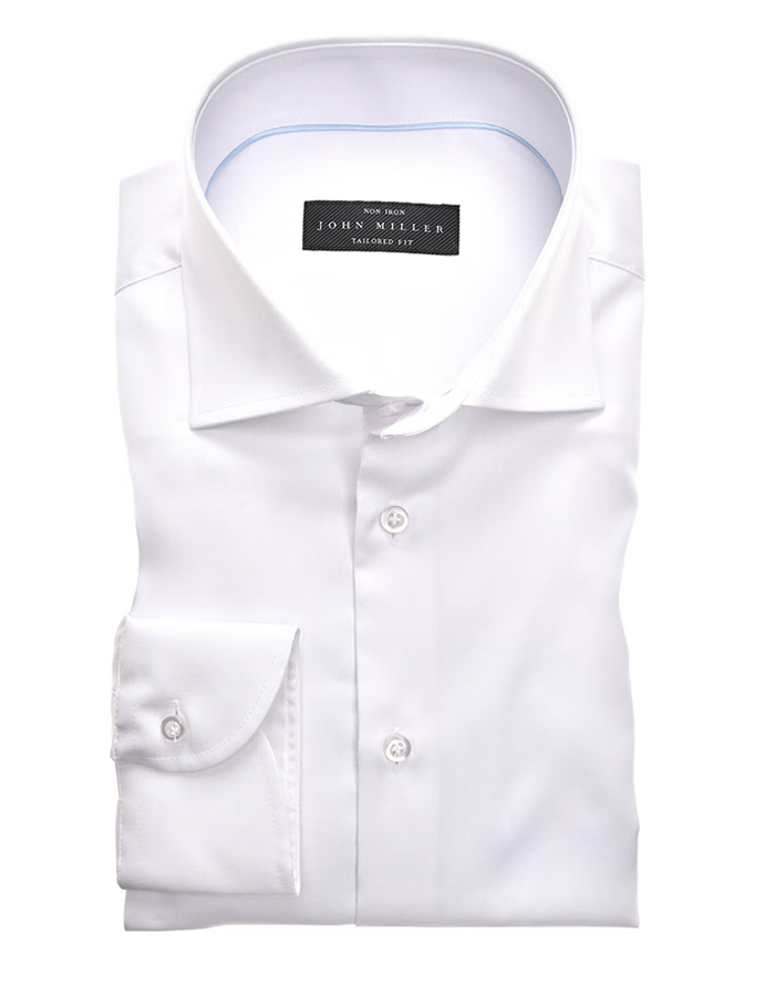 Wit strijkvrij tailored fit overhemd