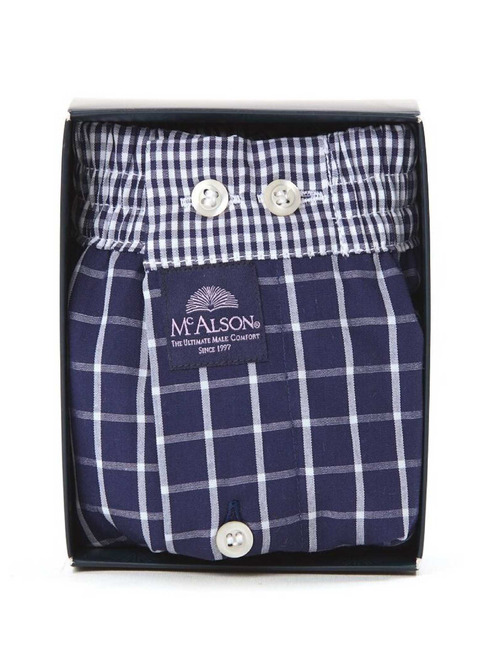 Men Boxershort Geruit marineblauw