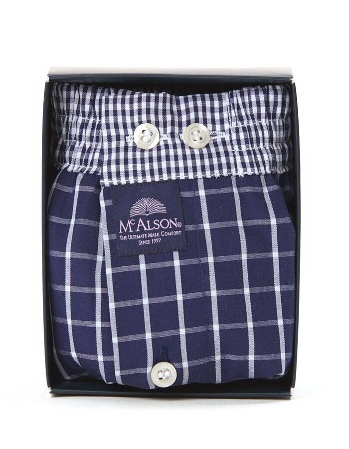 Men Boxershort Geruit marineblauw