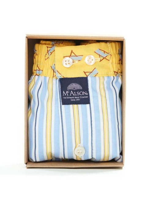 Men Boxershort Striped yellow & blue