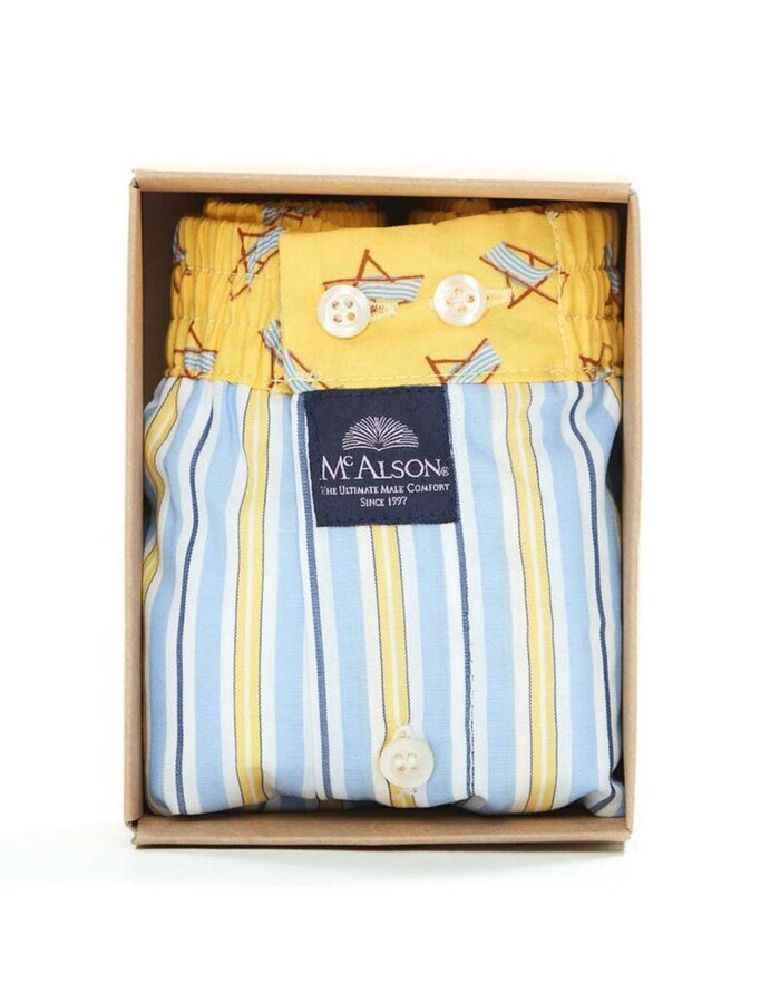 Men Boxershort Striped yellow & blue