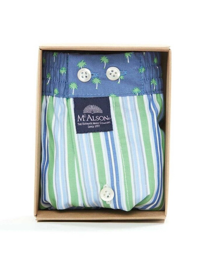 Men Boxershort Striped green & blue