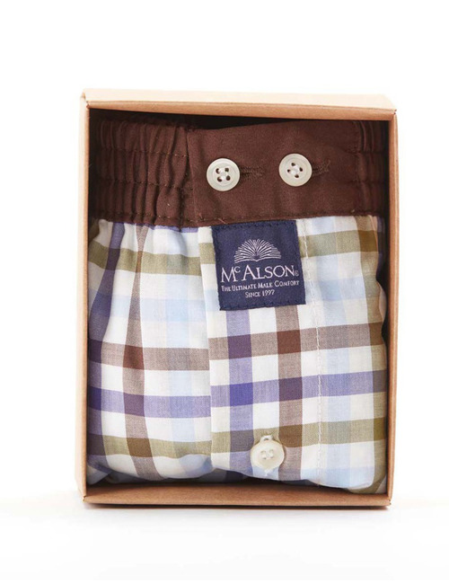 Men Boxershort Checkered purple & brown