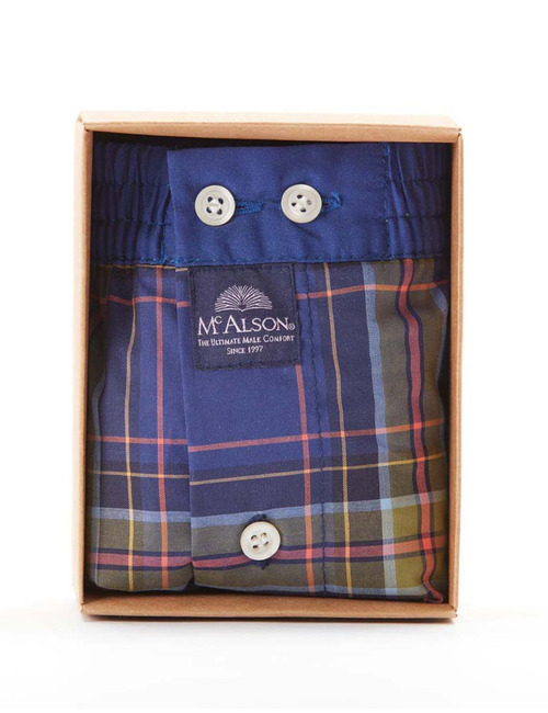 Men Boxershort Gingham deep blue
