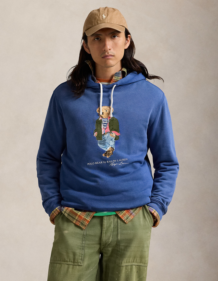 Polo Bear hoodie van garment-dyed fleece
