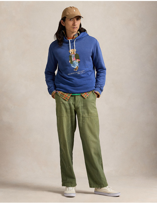 Polo Bear hoodie van garment-dyed fleece