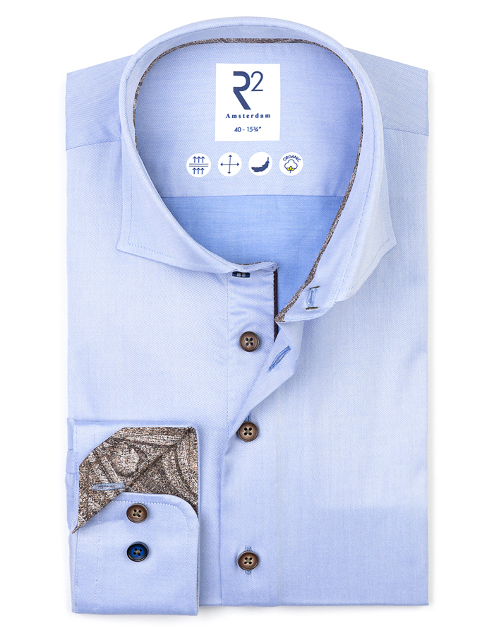 R2 modern fit hemd blauw