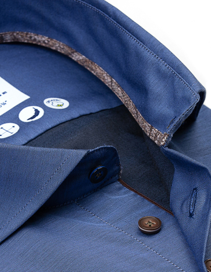 R2 modern fit hemd blauw