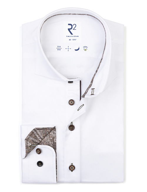 R2 modern fit hemd wit