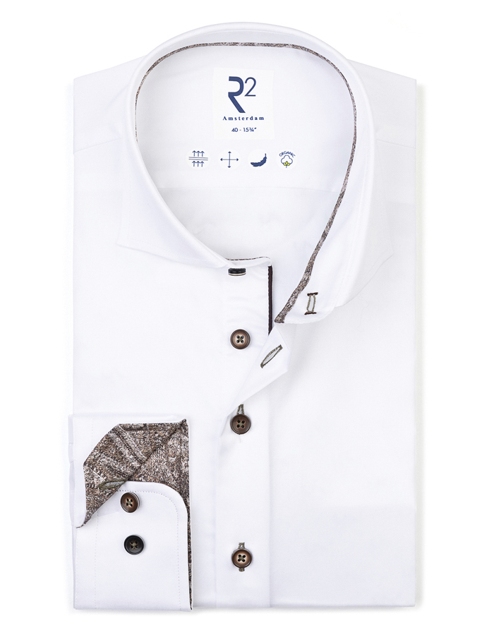 R2 modern fit hemd wit