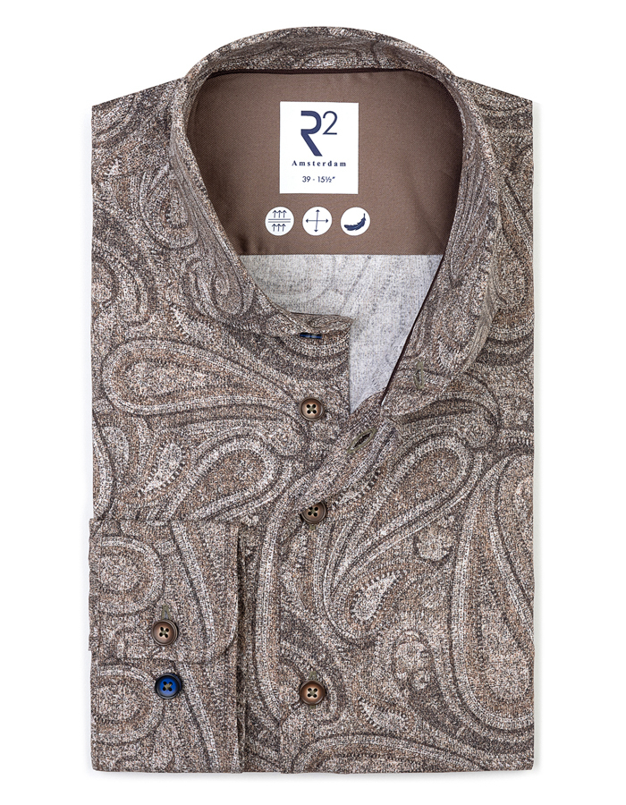 R2 modern fit hemd beige