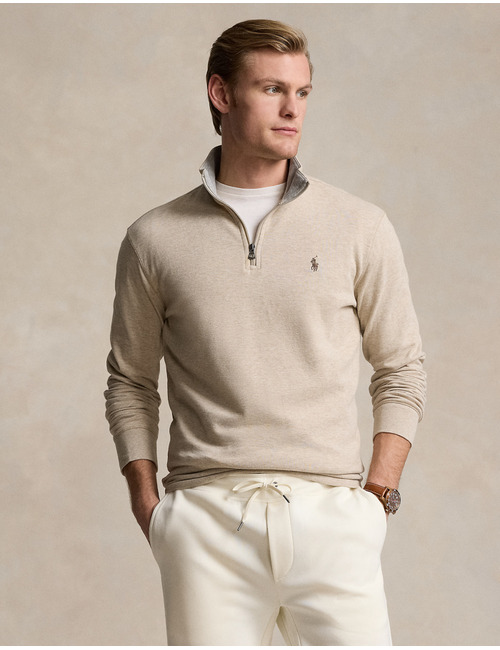 Luxe jersey quarter-zip pullover