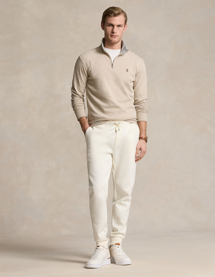 Luxe jersey quarter-zip pullover