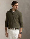 Mesh-gebreide katoenen quarter-zip trui