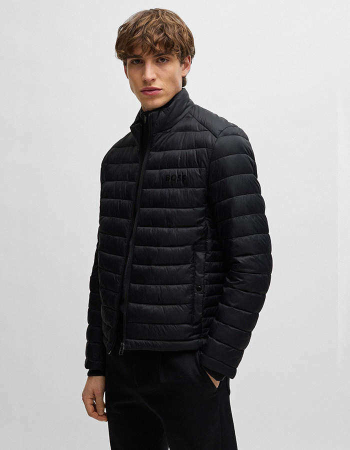 Regular-fit moderne jas met waterafstotende laag en ton-sur-ton BOSS-logo