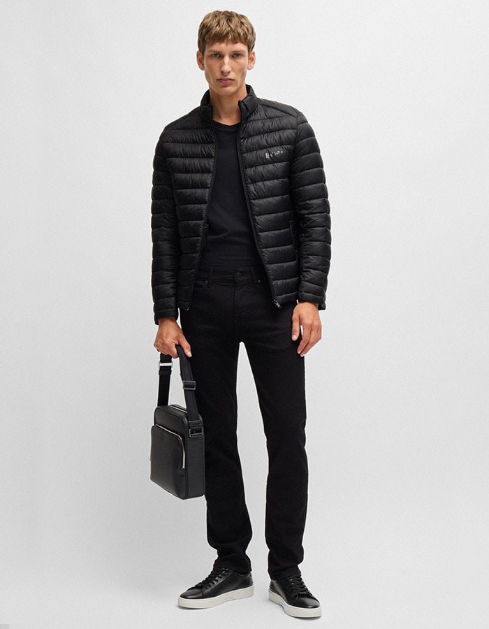 Regular-fit moderne jas met waterafstotende laag en ton-sur-ton BOSS-logo