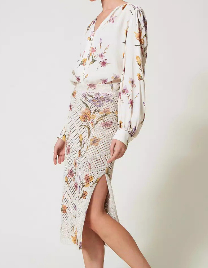 Twinset midi rok goud