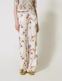 Twinset broek met elatische band ecru