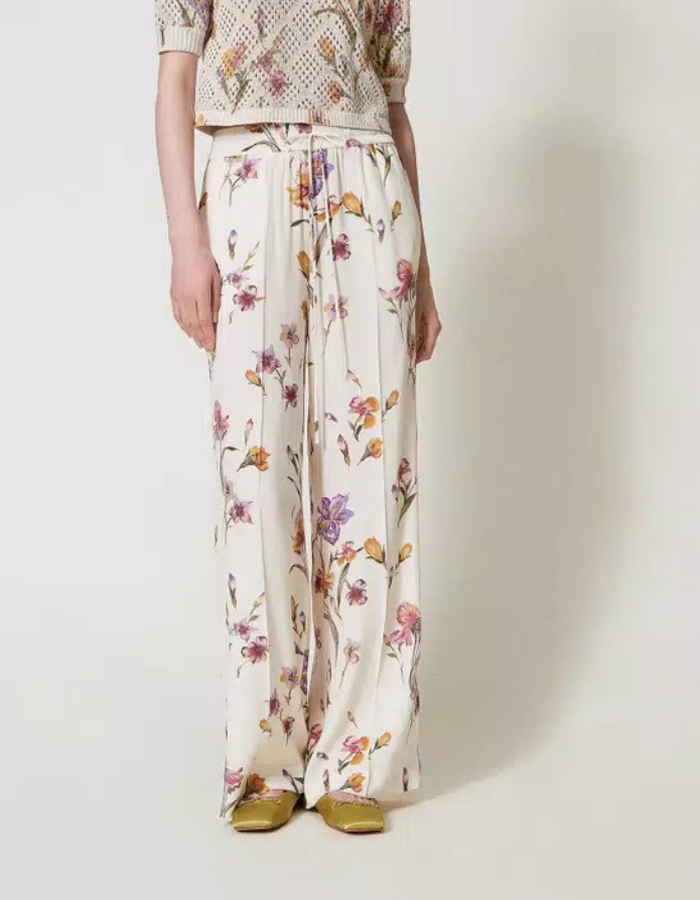 Twinset broek met elatische band ecru
