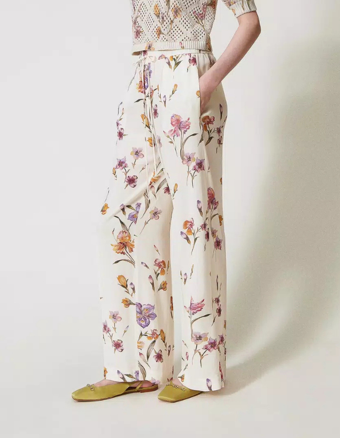 Twinset broek met elatische band ecru