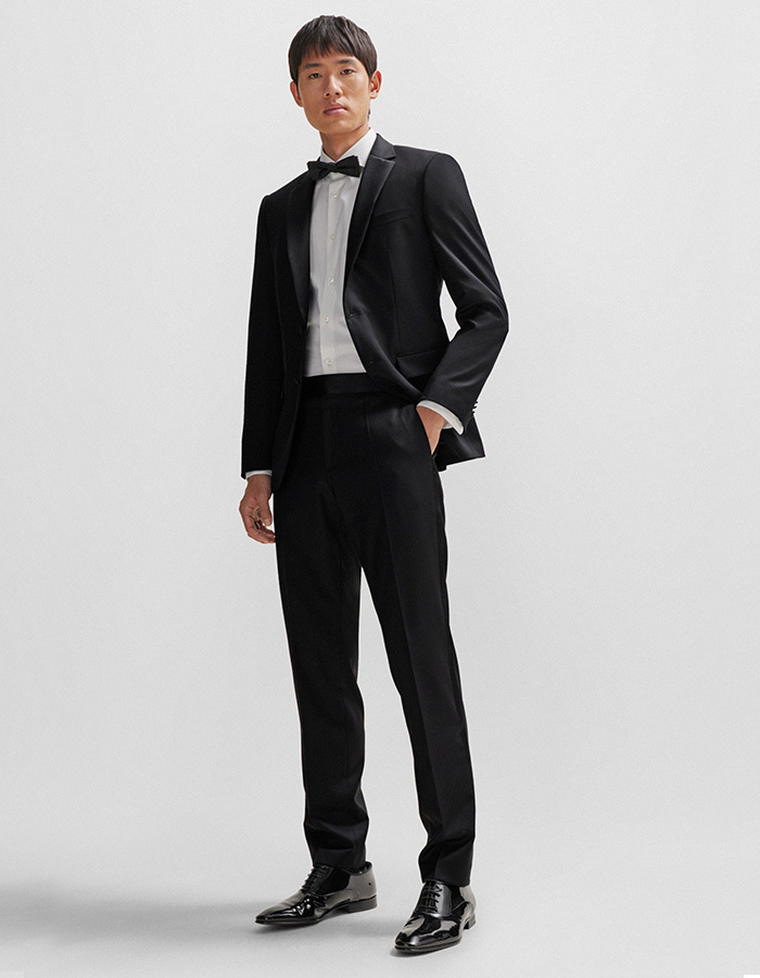 Slim-fit smoking jas van scheerwol-serge.