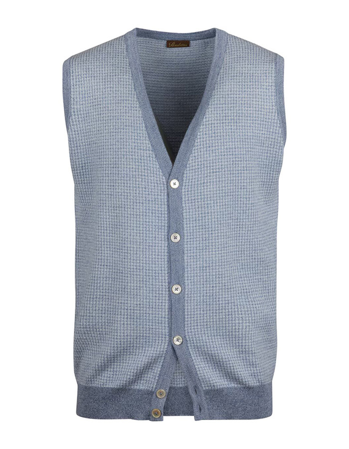 Lichtblauwe gilet van merinowol