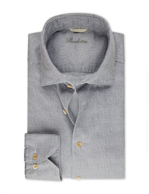 Slimline Grijs pied-de-poule Oxford Hemd