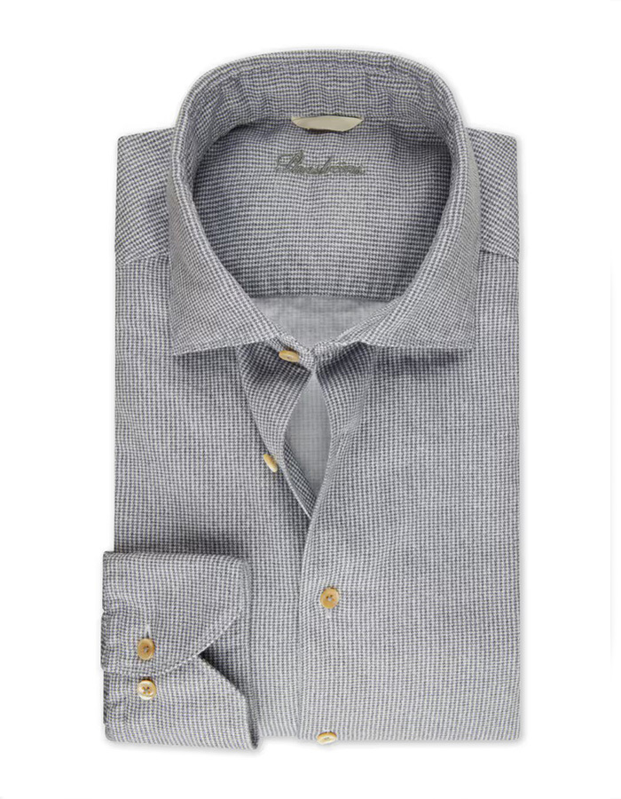 Slimline Grijs pied-de-poule Oxford Hemd