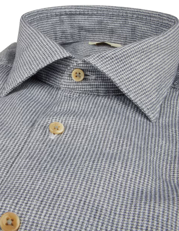 Slimline Grijs pied-de-poule Oxford Hemd
