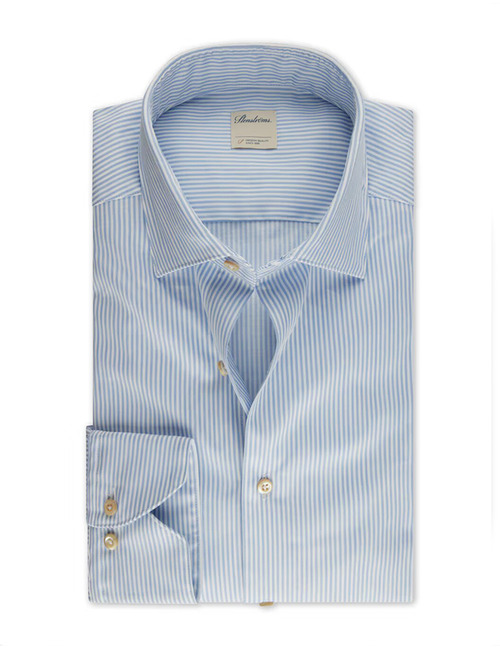 Slimline Blauw gestreept twill hemd