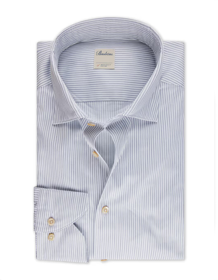 Slimline Grijs gestreept twill overhemd