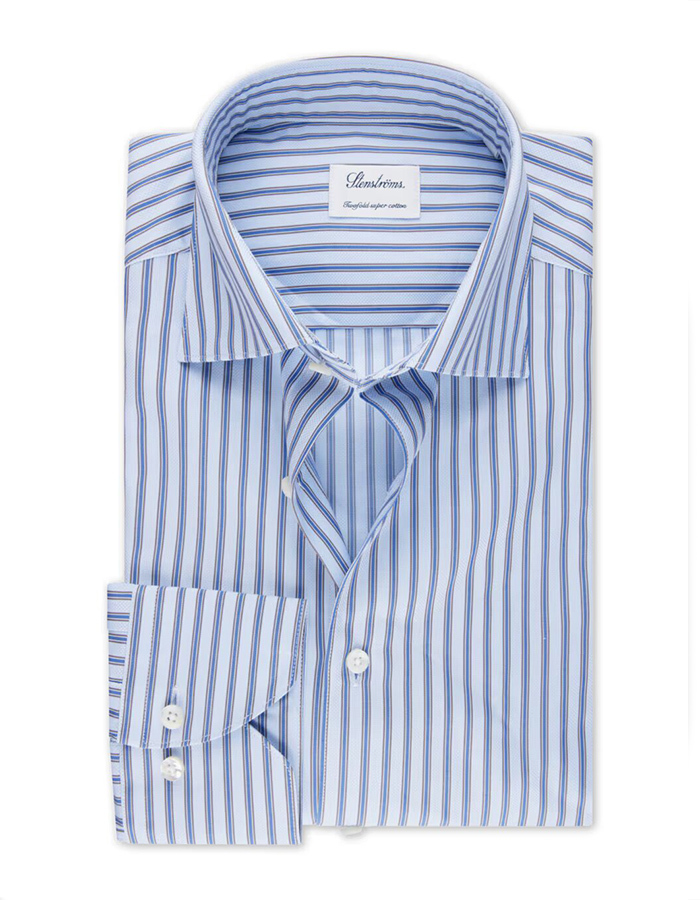 Slimline Blauw gestreept twill hemd