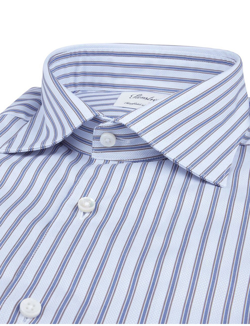 Slimline Blauw gestreept twill hemd
