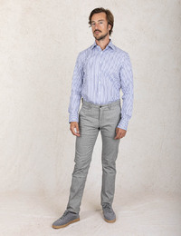 Slimline Blauw gestreept twill hemd