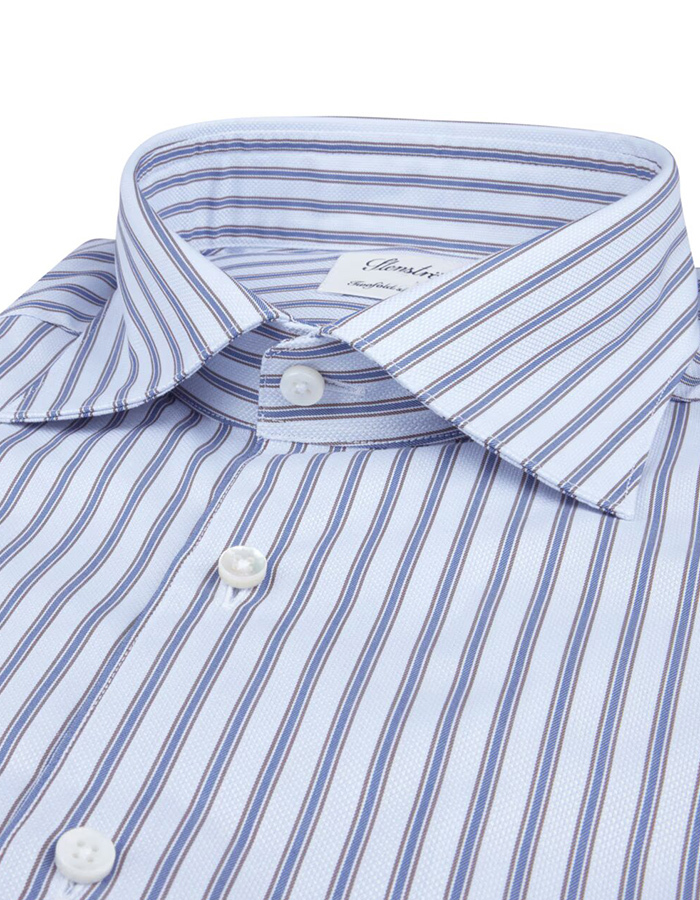 Slimline Blauw gestreept twill hemd