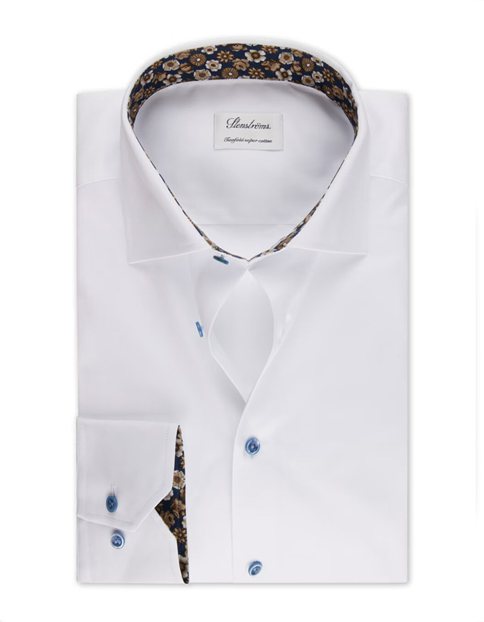 Slimline Twill hemd van tweevoudig katoen met cut away-kraag  