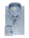 Slimline Donkerblauw gestreept Oxford hemd
