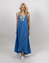 Greek Archaic Kori lang kleed blauw