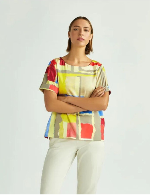 Xandres korte mouw bloes multicolor