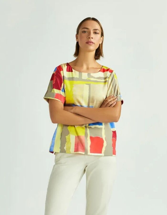 Xandres korte mouw bloes multicolor