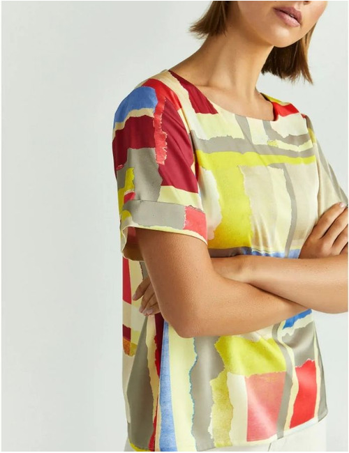 Xandres korte mouw bloes multicolor