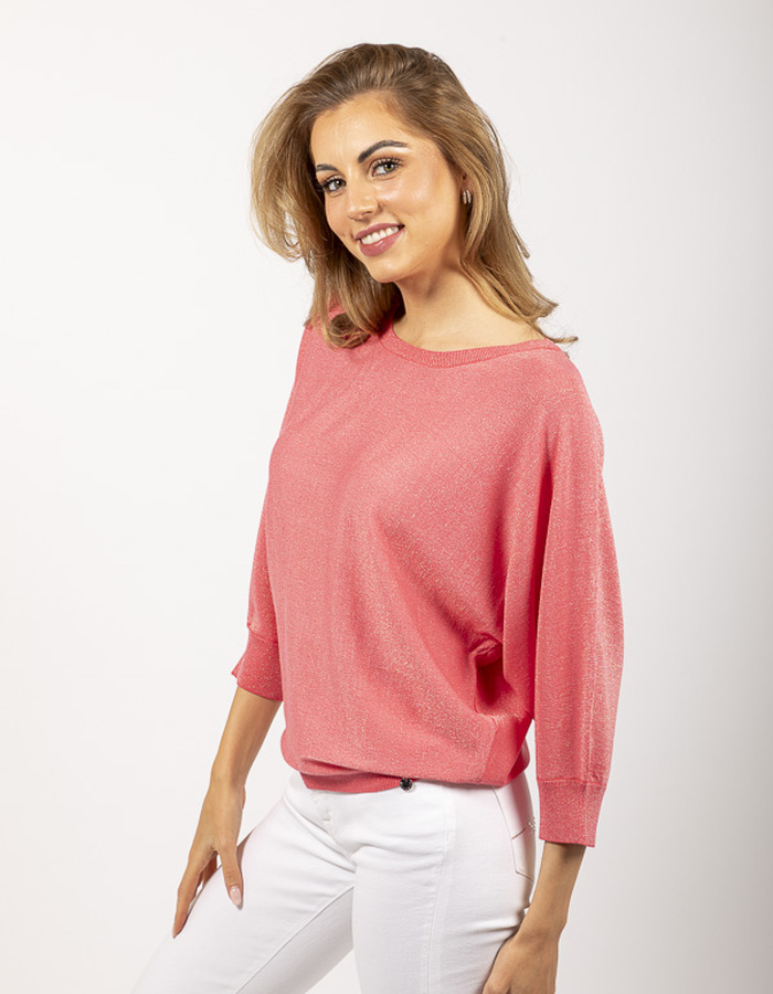 Xandres lange mouw pull fuschia