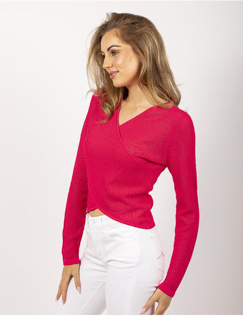 Oscar The Collection lange mouw pull fuschia