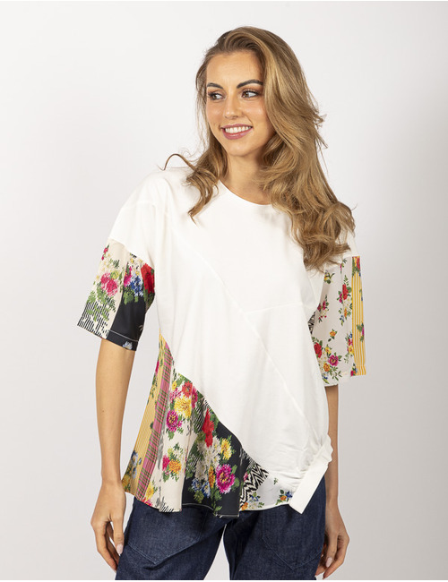 High t-shirt korte mouw wit