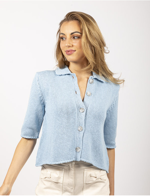 Anne Claire lange mouw gilet blauw