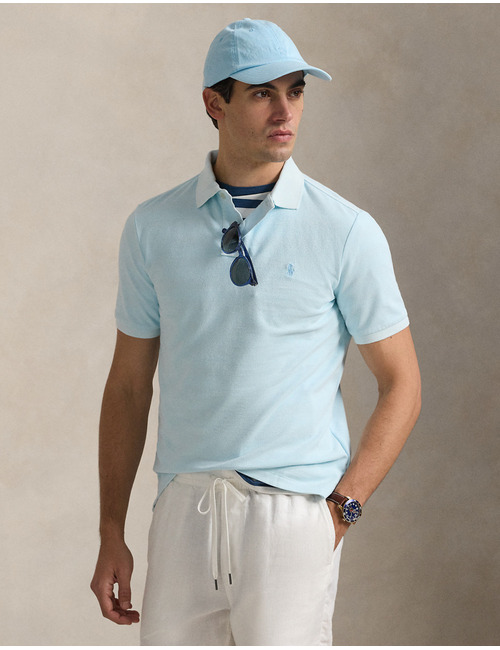 Custom slim fit mineraal-gekleurd mesh Polo shirt