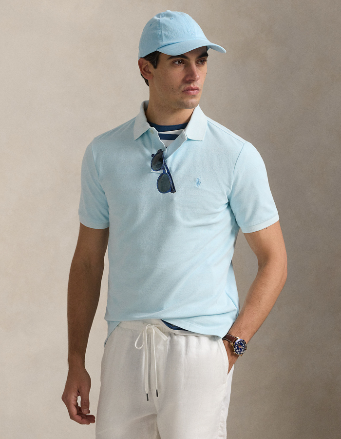 Custom slim fit mineraal-gekleurd mesh Polo shirt